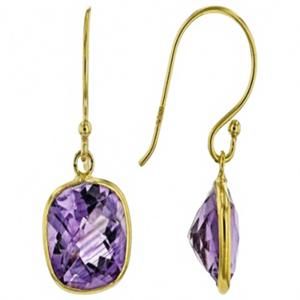 NEW JEWELIT women's amethyst cushion cut 18k gold over dangle earrings in gold